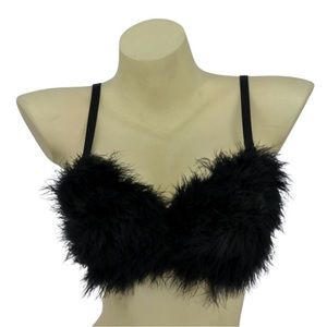 feather crop top bra
